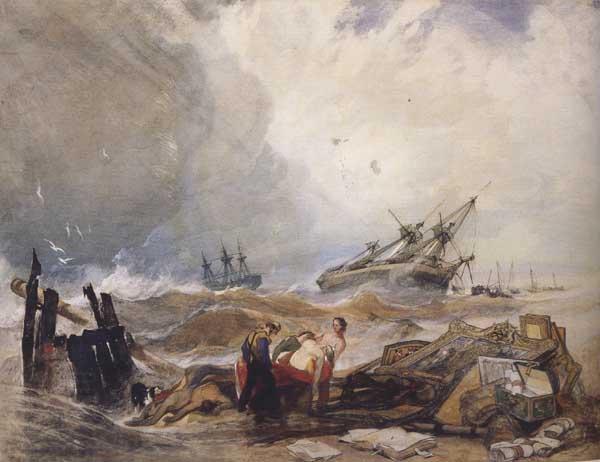 John sell cotman Lee Shore,with the Wreck of the Houghton Pictures (mk47)
